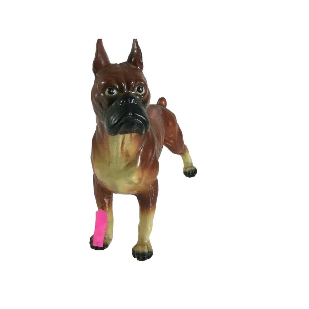 Ucagco Boxer Dog Figurine Japan Ceramic Foil Tag 8 1/2" tall Vintage REPAIRED